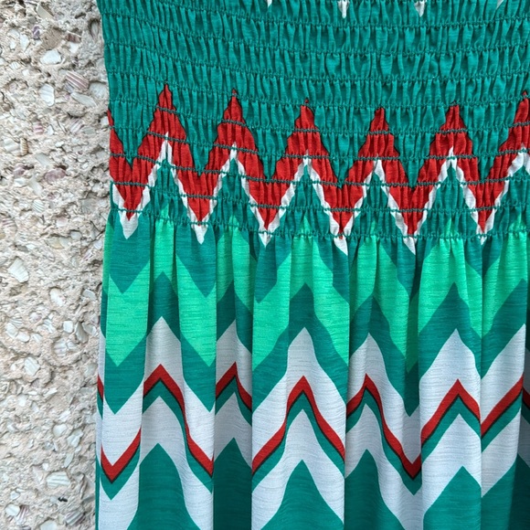 Vintage Christian Aliendo Strapless Zig Zag Maxi Dress - Picture 2 of 4